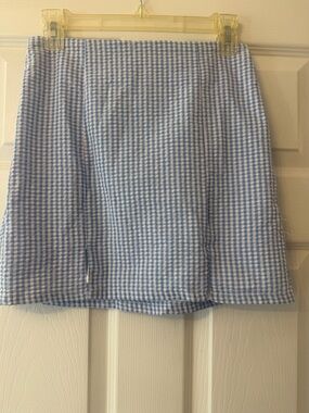 Blue Gingham Mini Skirt - Women